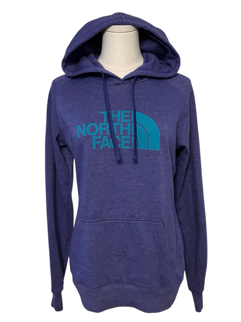The North Face Purple & Teal Logo Classic Hoodie Sweatshirt Size Small